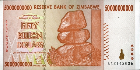 Банкнота в 50 миллиардов долларов Зимбабве